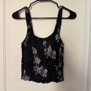 Free People Black and White Embellished Sleeveless Tank Top